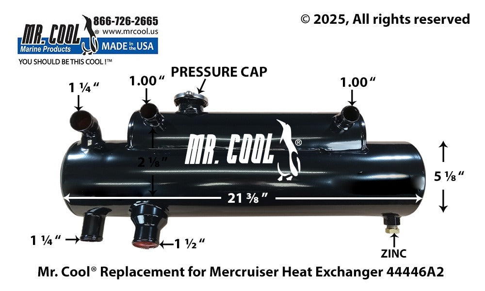 Mercruiser 44446A2 7.4L Big Block Heat Exchanger (Rear Mount) Replacement