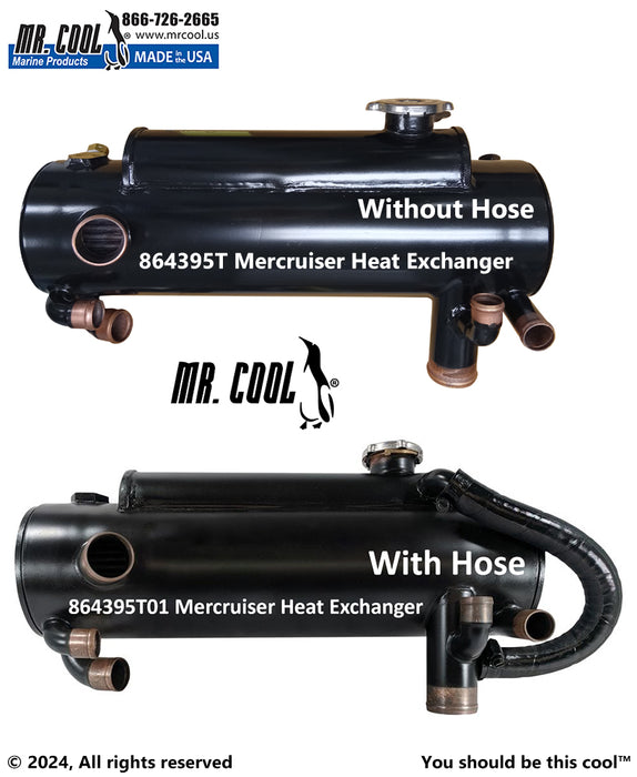 Mercruiser 864395T 4.3L. 5.0L, 5.7L & 6.2L  Heat Exchanger (No Hose) Replacement