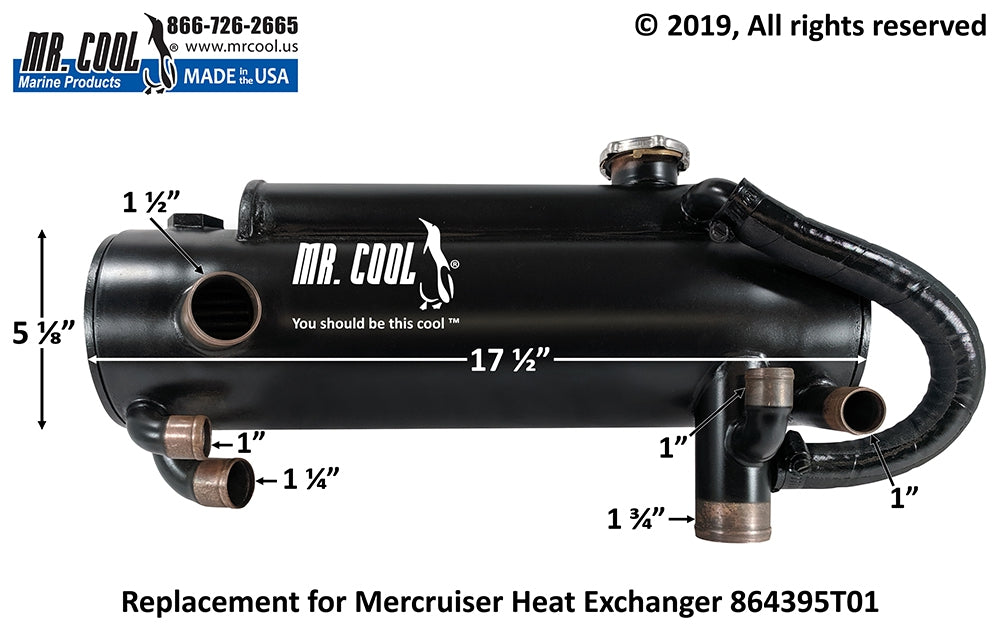 Mercruiser 864395T01 4.3L. 5.0L, 5.7L & 6.2L  Heat Exchanger (With Hose) Replacement