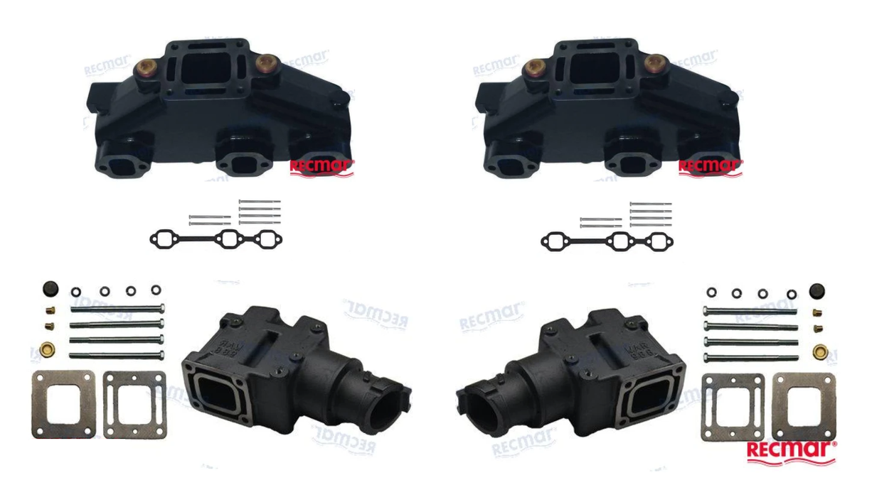 Mercruiser V6 4.3L Wet Joint Manifold, Riser Kit RECMAR Replacement