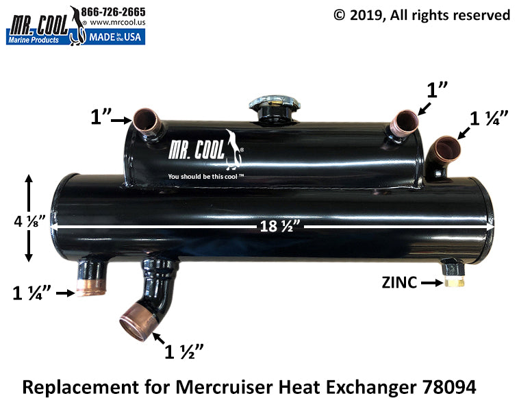 Mercruiser 78094 Heat Exchanger (Rear Mount) Replacement