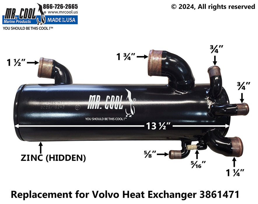 Volvo Penta Small Block Heat Exchanger 3861471 Replacement