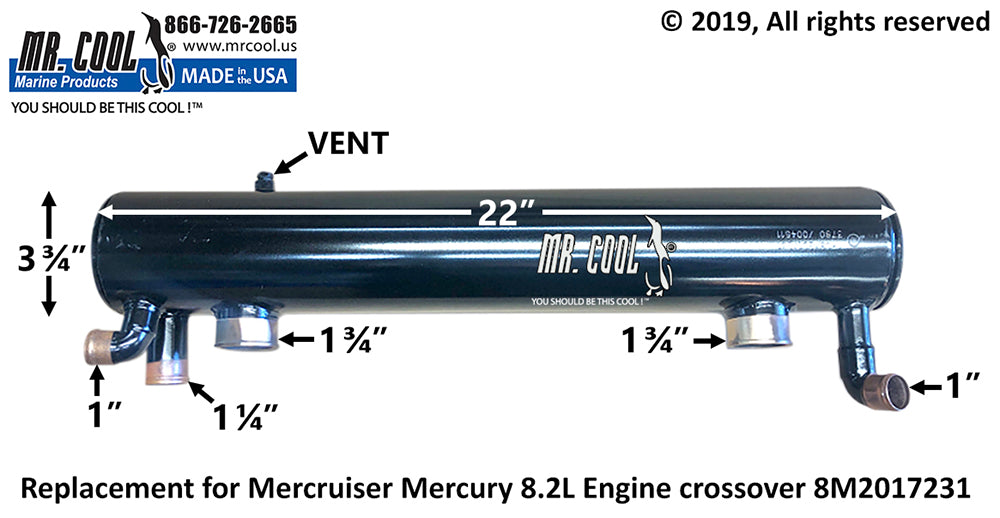 Mercruiser 8.2L MAG Heat Exchanger 8M0095815 (3.5") Replacement Mr Cool