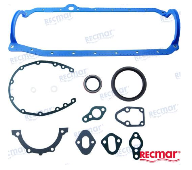 Mercruiser, Volvo V8 Small Block 5.0 - 5.7L Oil Pan Gasket Kit With 1 oil pan gasket & 1 Piece Rear Seal Replacement