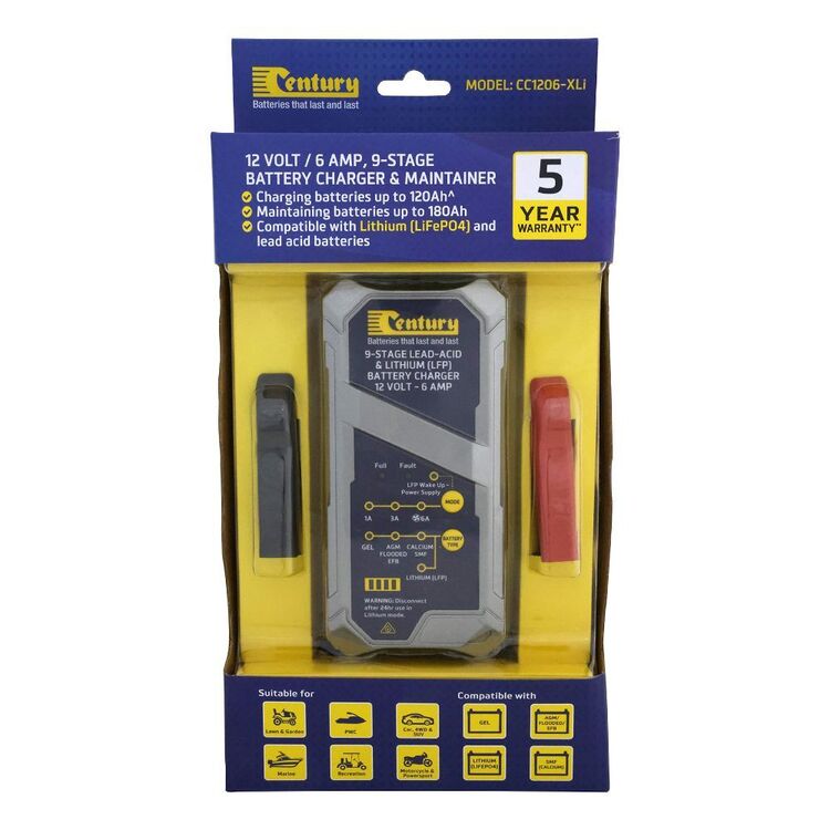 Century CC1206-XLi 12V 6amp Stage Battery Charger Blue