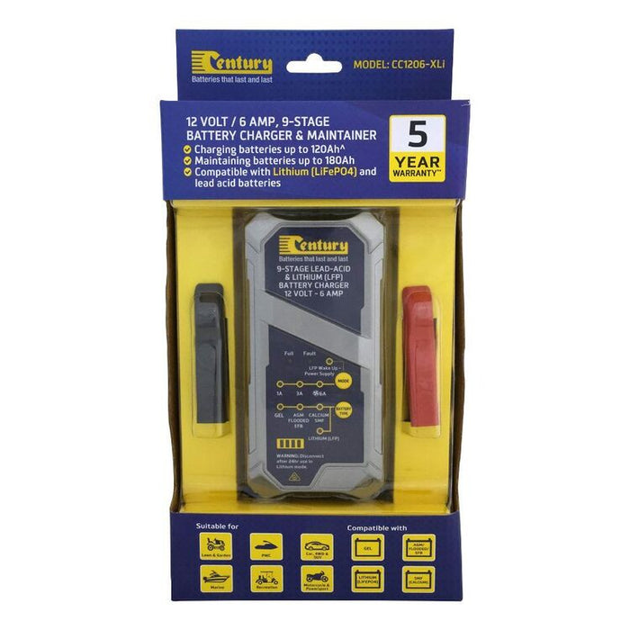 Century CC1206-XLi 12V 6amp Stage Battery Charger Blue