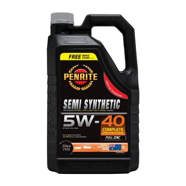 Penrite Oil, 5W-40 Semi Synthetic 5 Litre