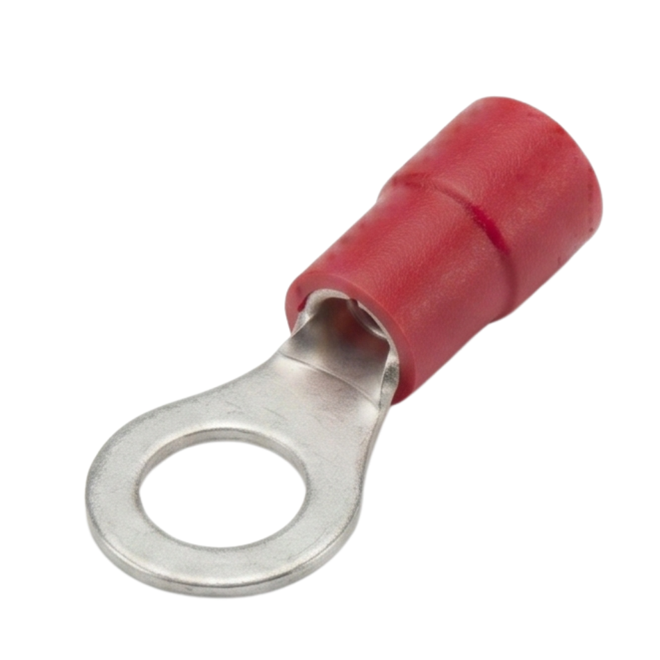 CARROLL RED CRIMP TERMINAL RING 6MM STUD 100PK