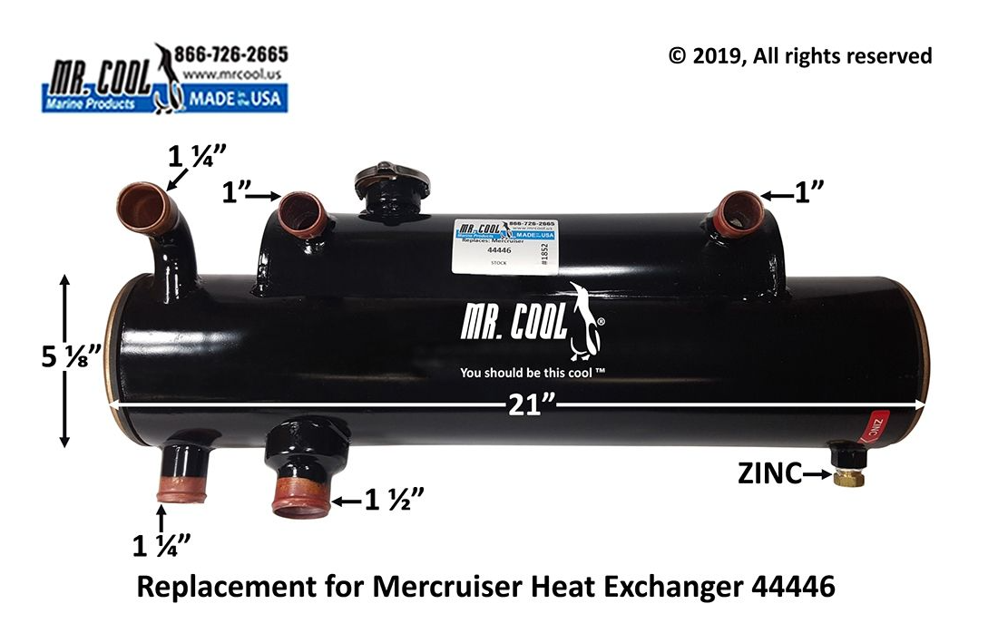 Mercruiser 44446A2 7.4L Big Block Heat Exchanger (Rear Mount) Replacement