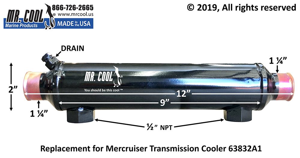 Mercruiser 63832A1 (1/2" NPT) Transmission Cooler Replacement