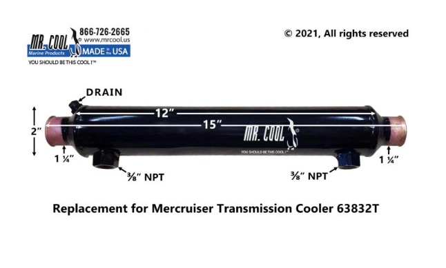 Mercruiser 63832T (3/8" NPT) Transmission Oil Cooler Replacement