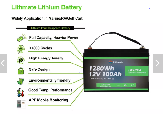 Marine LiFePO4 12v100ah Lithium Ion Deep Cycle Battery/Bluetooth