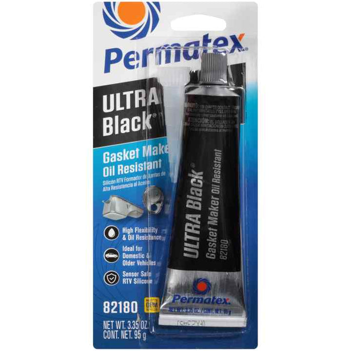 PERMATEX 82180 ULTRA BLACK RTV SILICONE GASKET MAKER 85G