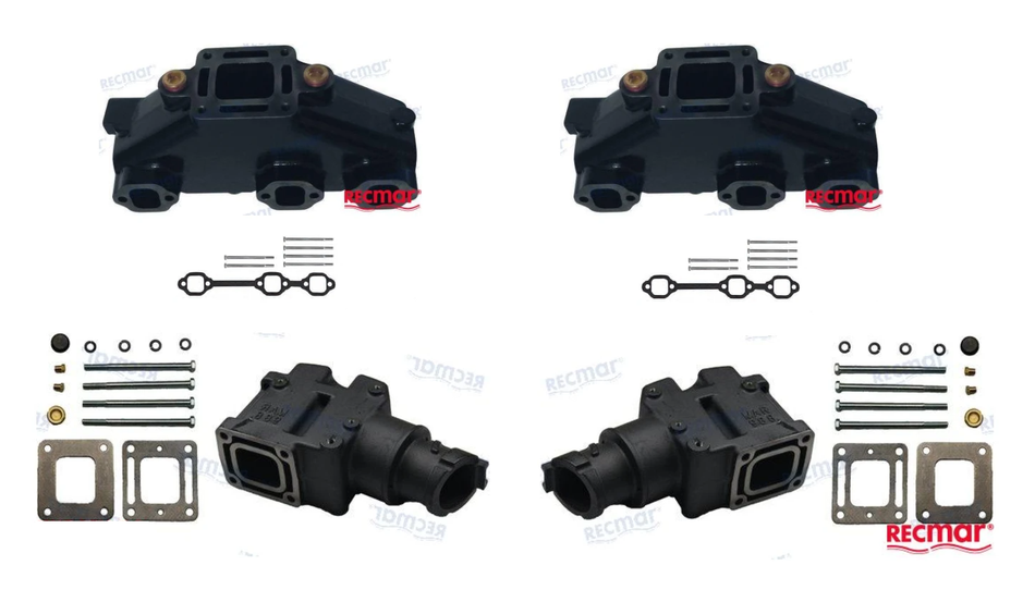 Mercruiser V6 4.3L Wet Joint Manifold, Riser Kit RECMAR Replacement