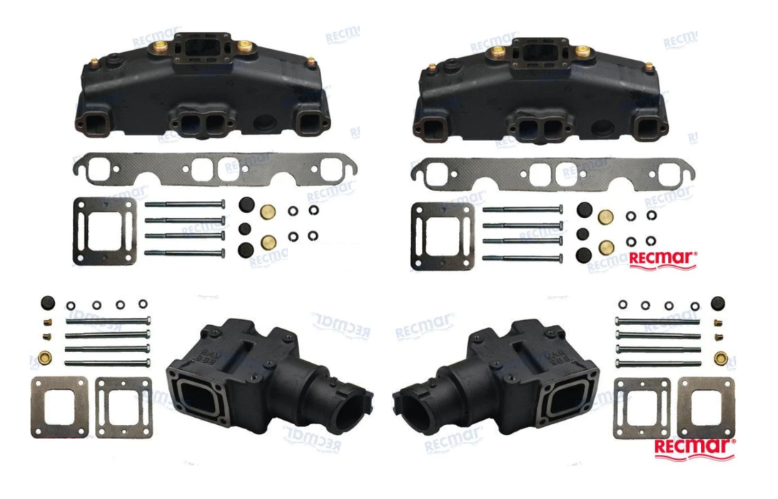 Mercruiser V8 5.0L, 5.7L & 6.2L Wet Joint Manifold and Riser Kit RECMAR Replacement