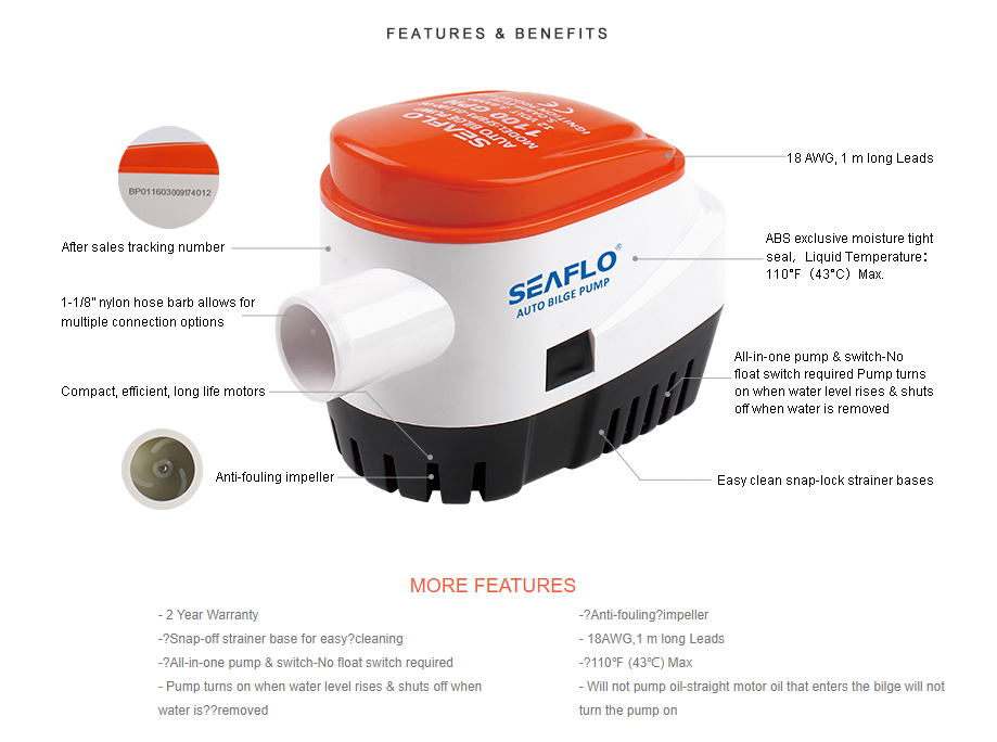 Seaflo 1100 GPH Auto Bilge Pump